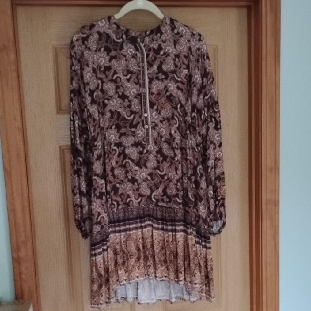 Boho Floral Long Sleeve Tunic/Dress NWOT